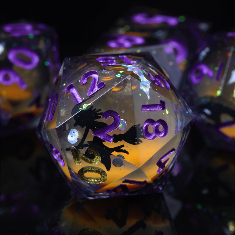 Dark Witch Handmade Sharp Edge 7 Piece Dice Set