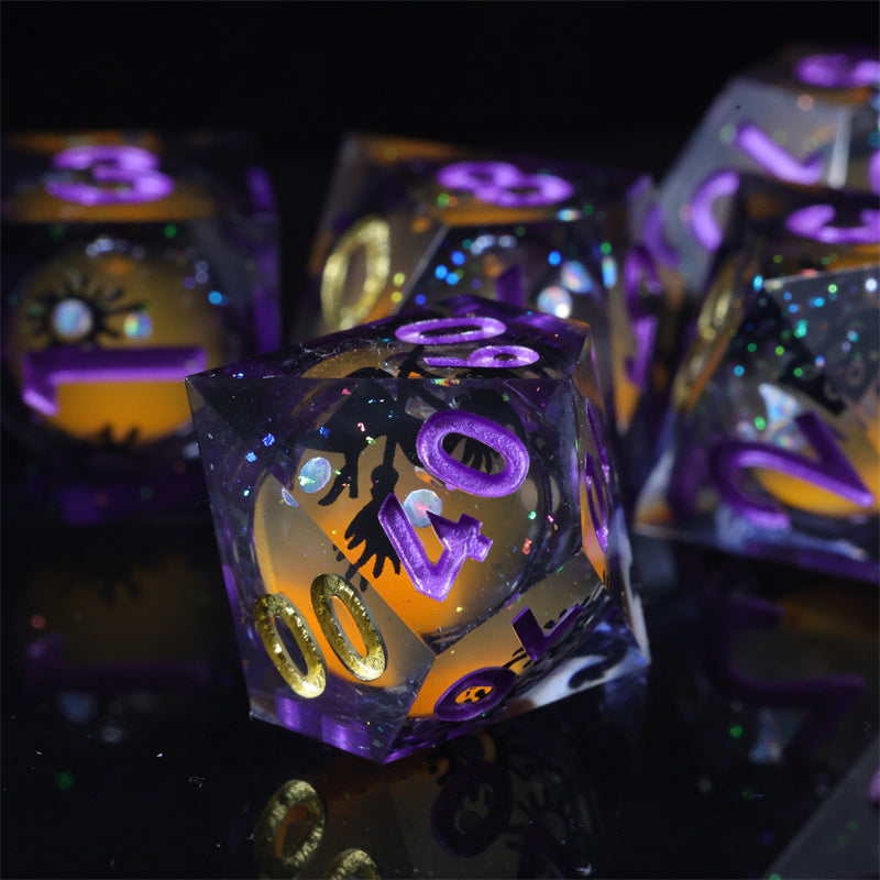 Dark Witch Handmade Sharp Edge 7 Piece Dice Set