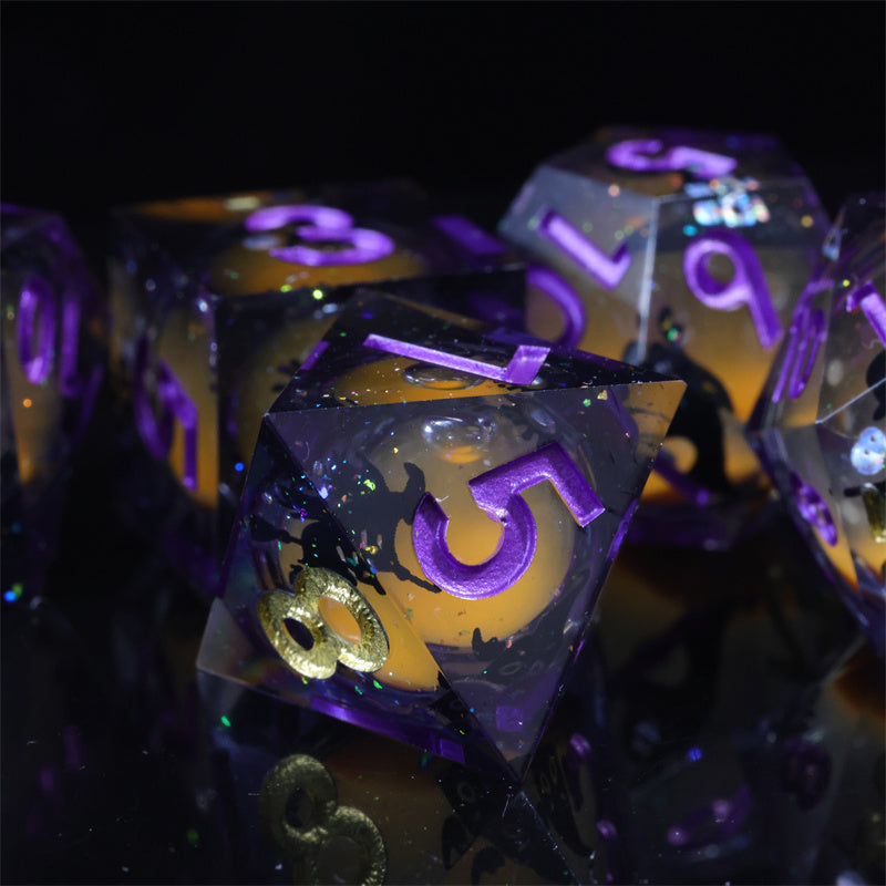 Dark Witch Handmade Sharp Edge 7 Piece Dice Set