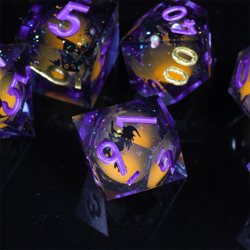 Dark Witch Handmade Sharp Edge 7 Piece Dice Set