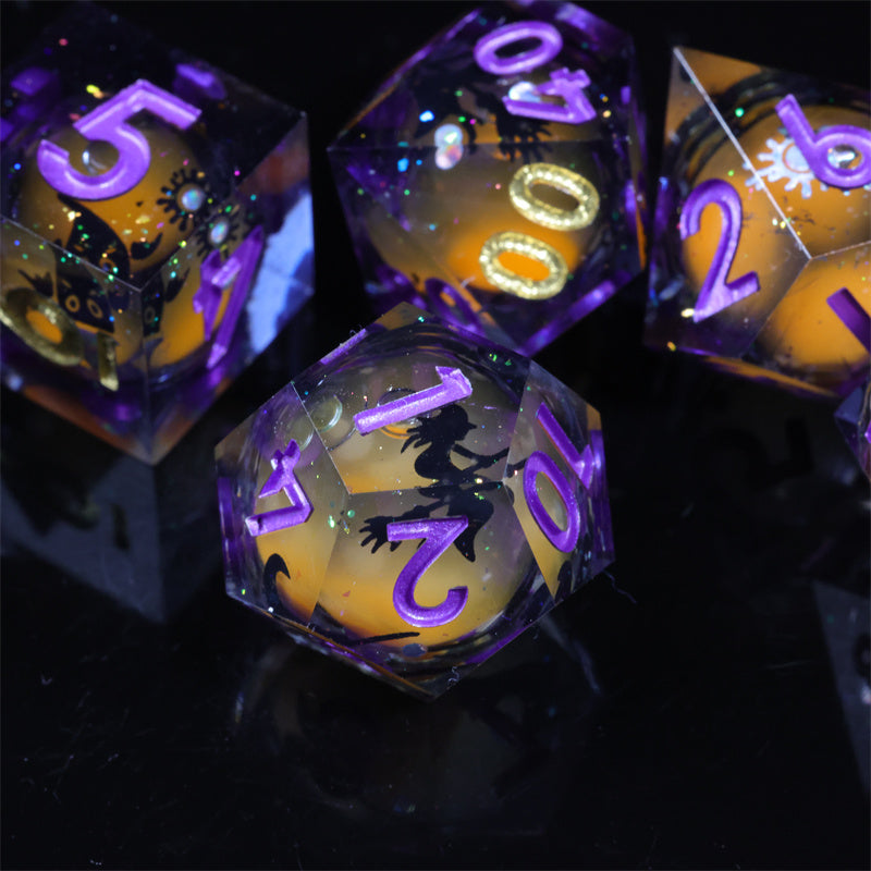 Dark Witch Handmade Sharp Edge 7 Piece Dice Set