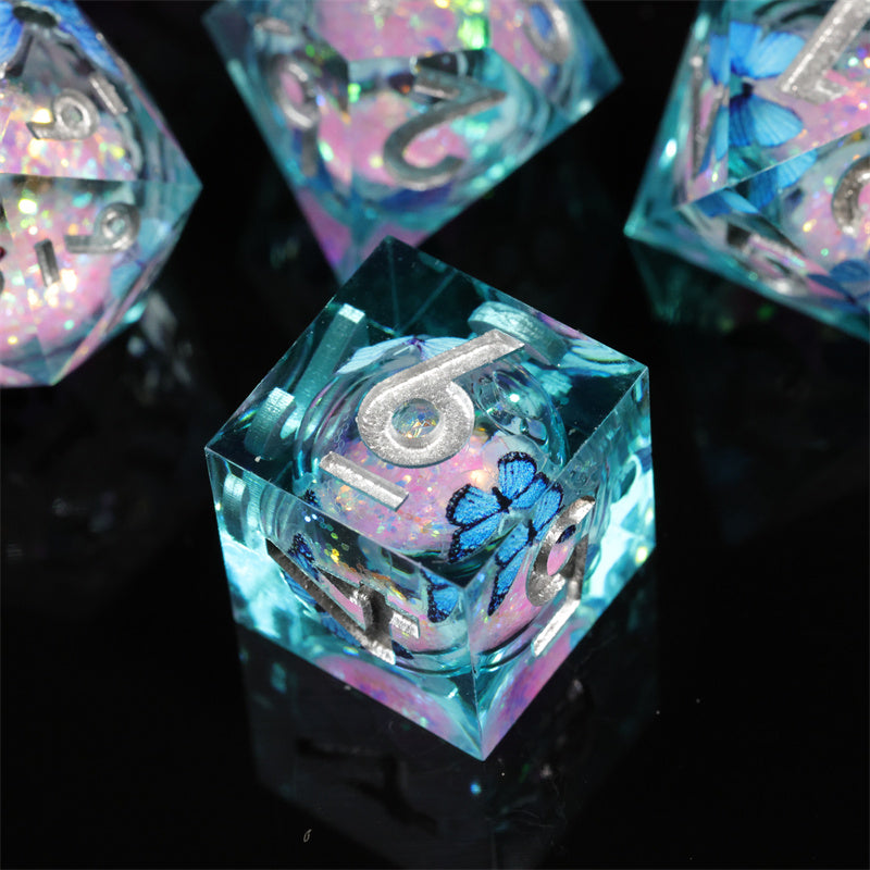 Butterfly Handmade Sharp Edge 7 Piece Dice Set