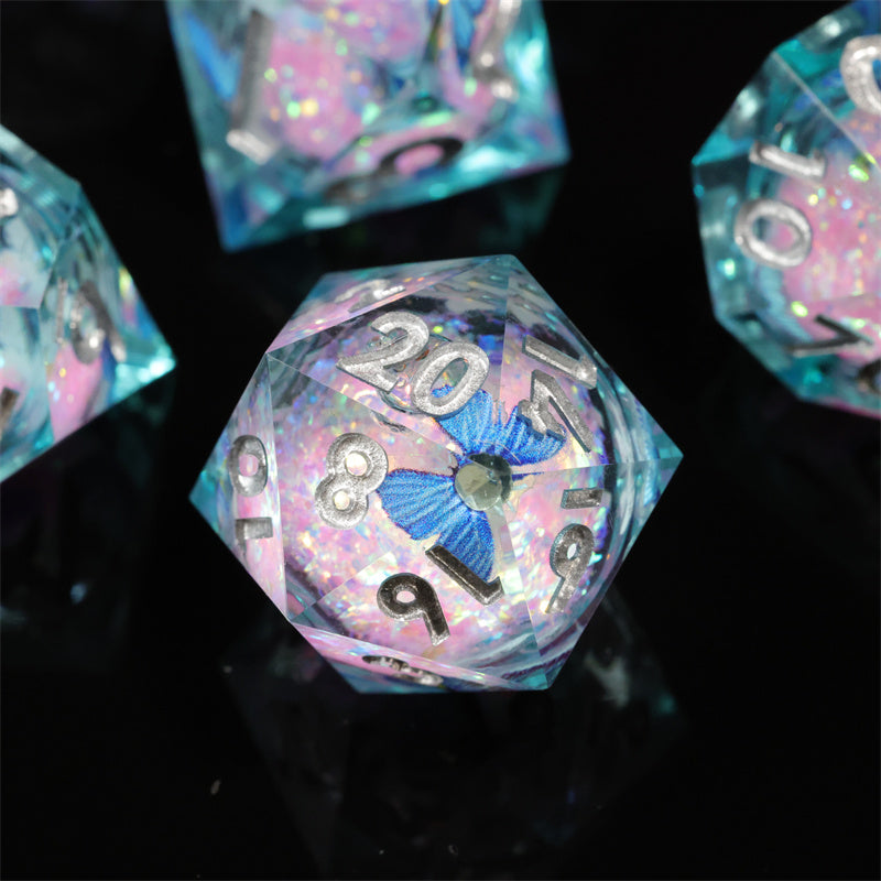 Butterfly Handmade Sharp Edge 7 Piece Dice Set