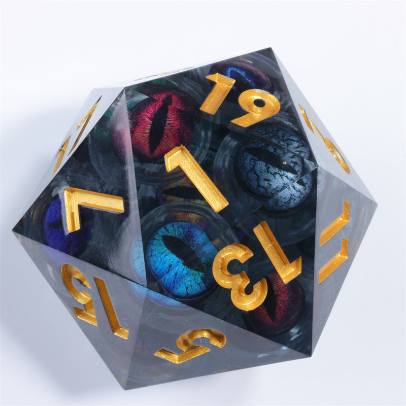 Handmade Sharp Edges Resin Dragon Eye 50mm D20 Dice