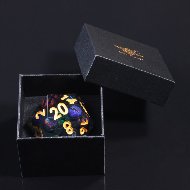 Handmade Sharp Edges Resin Dragon Eye 50mm D20 Dice