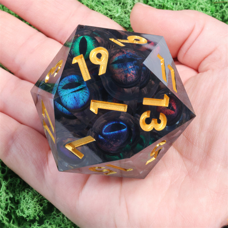 Handmade Sharp Edges Resin Dragon Eye 50mm D20 Dice