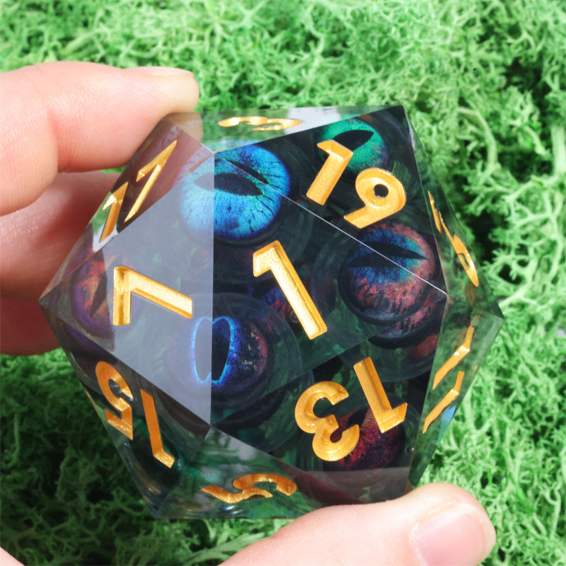 Handmade Sharp Edges Resin Dragon Eye 50mm D20 Dice