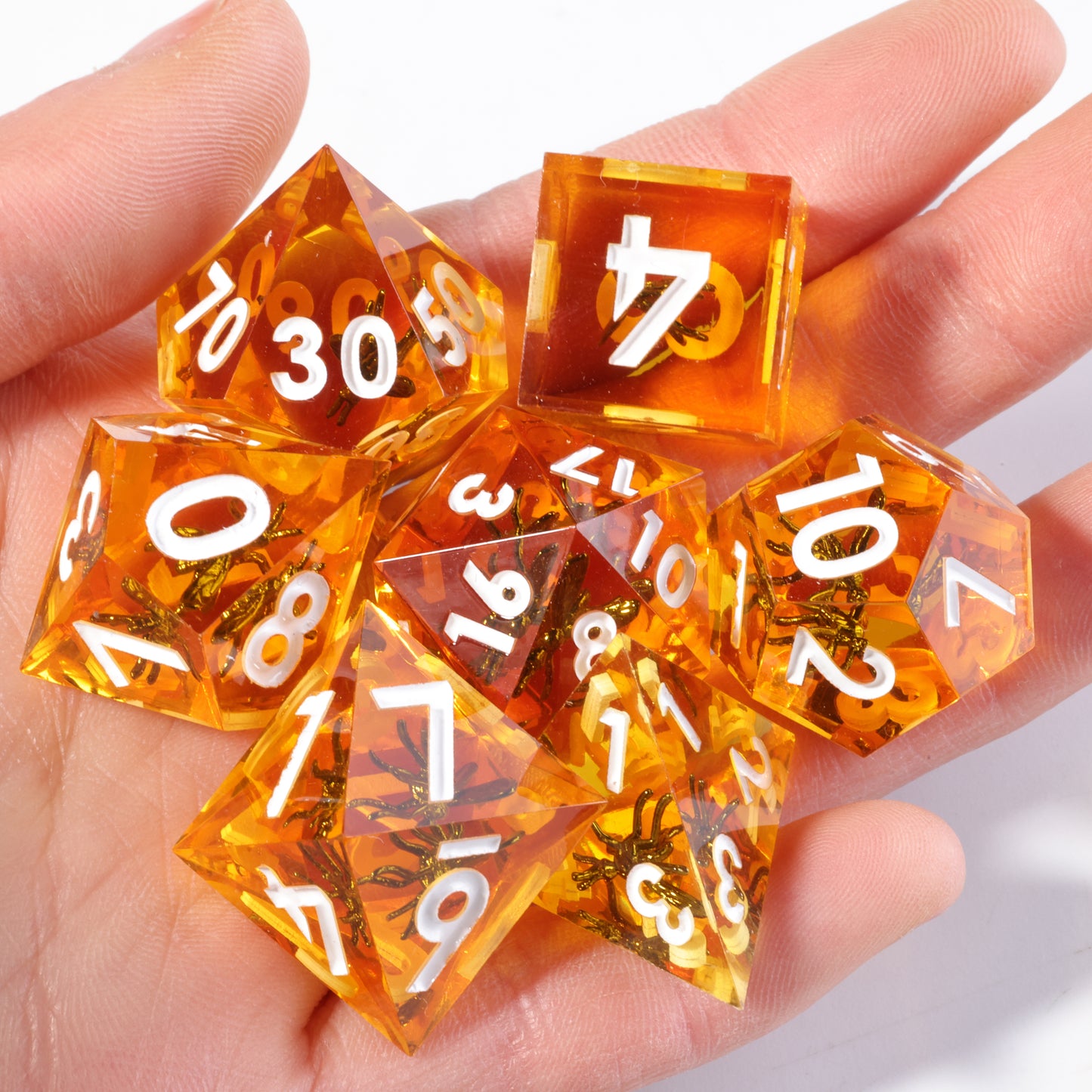 Mosquito Dice Handmade Sharp Edge 7 Piece esin d&d Dungeons and Dragons Dice Set