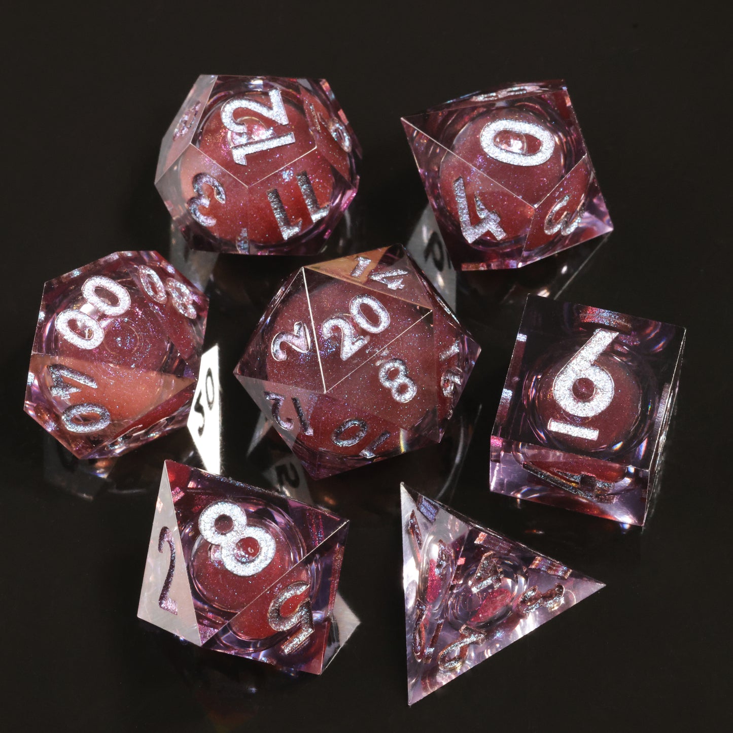 Mini Planet Sharp Edges Resin Handmade Dnd Dice 7pcs