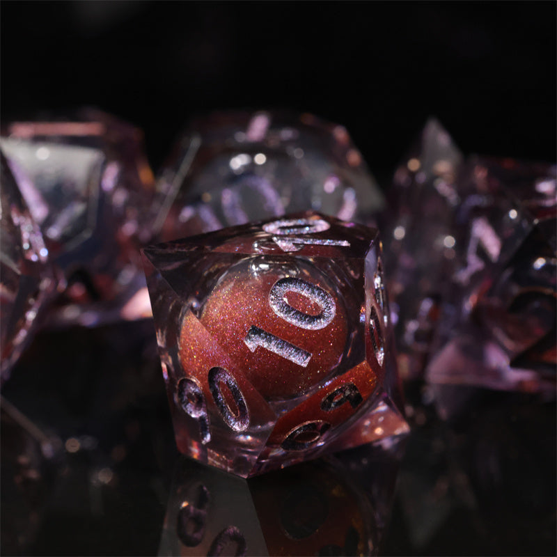 Mini Planet Sharp Edges Resin Handmade Dnd Dice 7pcs