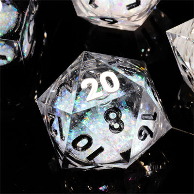 Liquid Core Ninjas Handmade Sharp Edge 7 Piece Resin d&d Dungeons and Dragons Dice Set