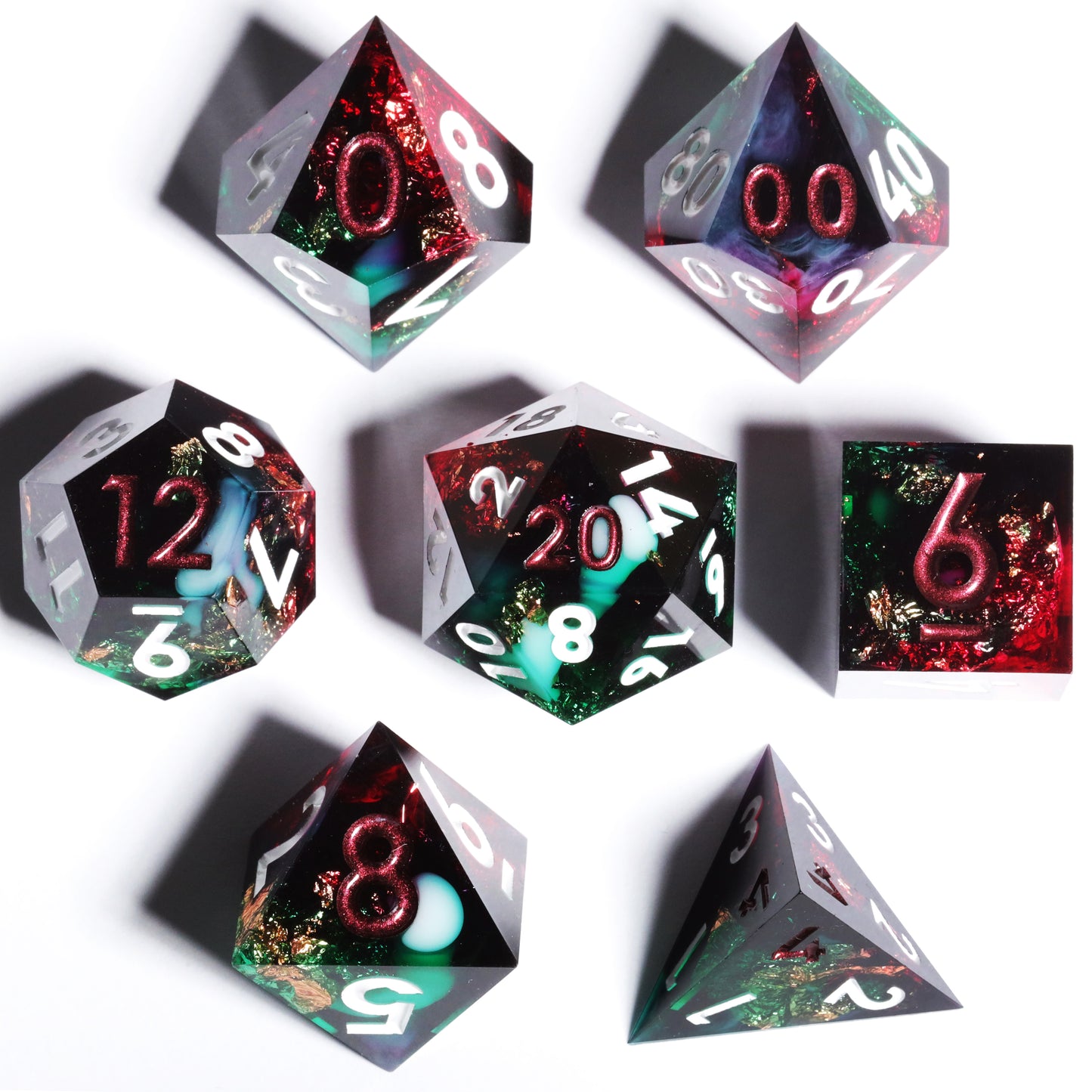 Abyss Handmade Sharp Edge 7 Piece Resin d&d Dungeons and Dragons Dice Set