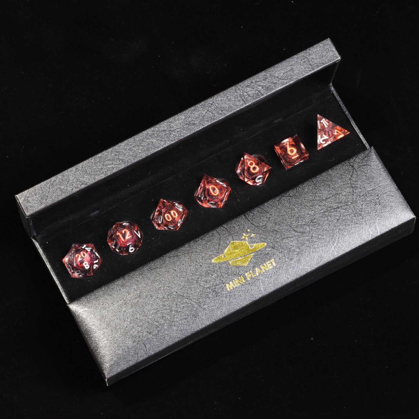 Red Dragon Eye2 Handmade Sharp Edge 7 Piec Reesin d&d Dungeons and Dragons Dice Set