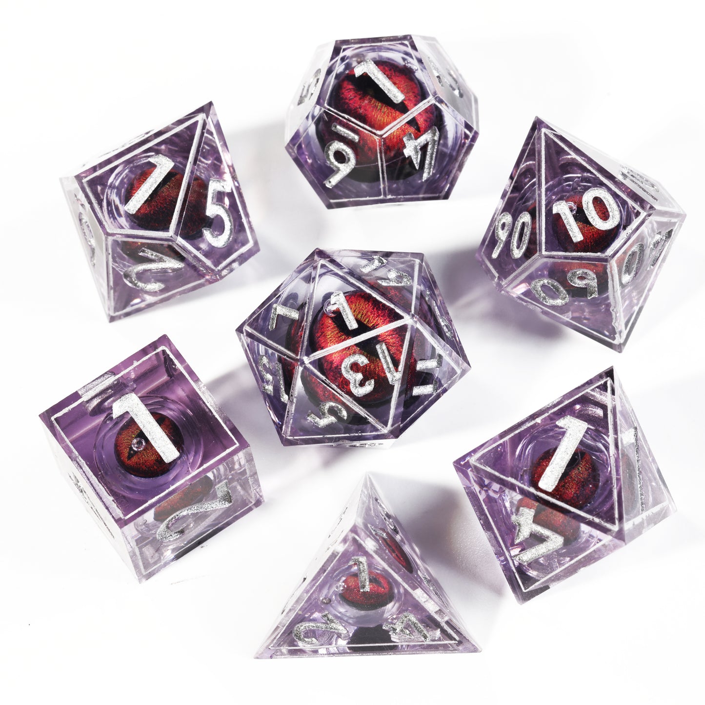 Red Dragon Eye1 Handmade Sharp Edge 7 Piec Reesin d&d Dungeons and Dragons Dice Set
