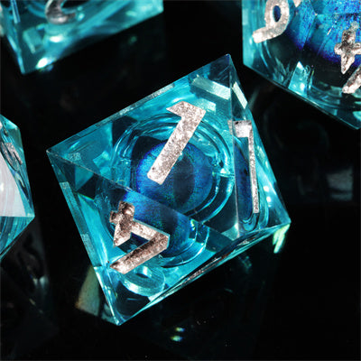 Blue Dragon Eye1 Handmade Sharp Edge 7 Piece Piece Resin d&d Dungeons and Dragons Dice Set