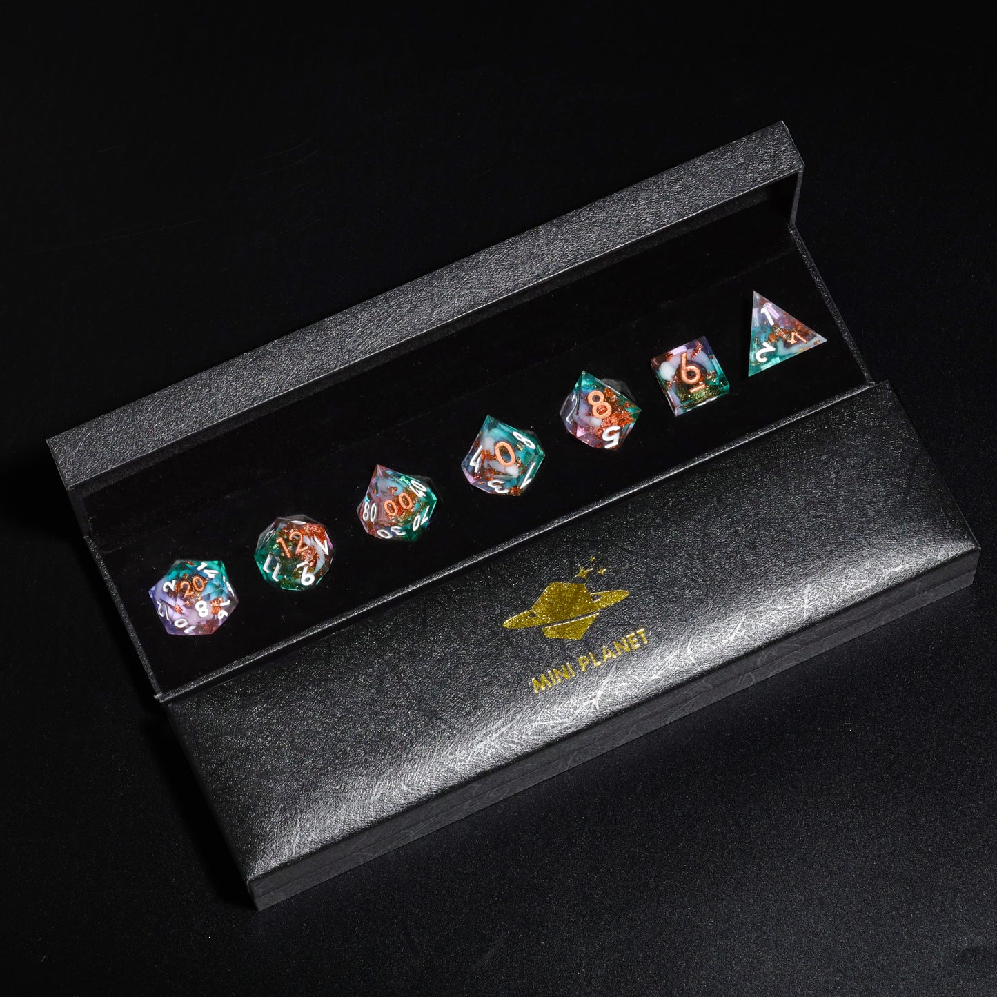 Supernova Handmade Handmade Sharp Edge 7 Piece Reesin d&d Dungeons and Dragons Dice Set