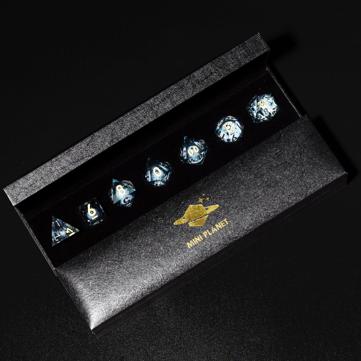 Nocturne Handmade Sharp Edge 7 Piece Resin d&d Dungeons and Dragons Dice Set