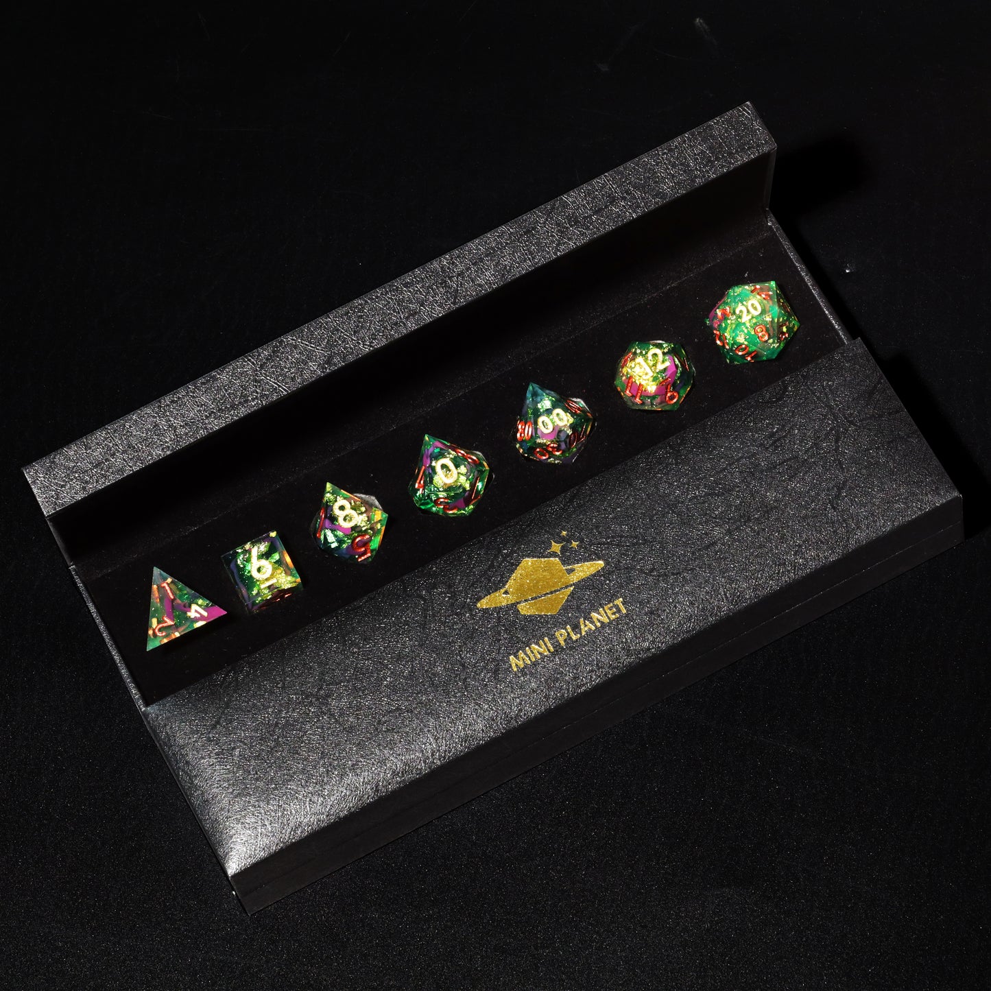 Jadeite Handmade Sharp Edge 7 Piece Resin d&d Dungeons and Dragons Dice Set