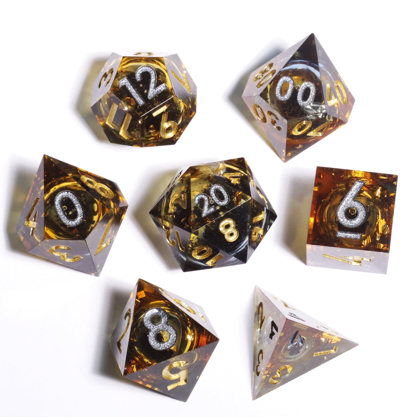 Ashbringer Handmade Sharp Edge 7 Piece Resin d&d Dungeons and Dragons Dice Set