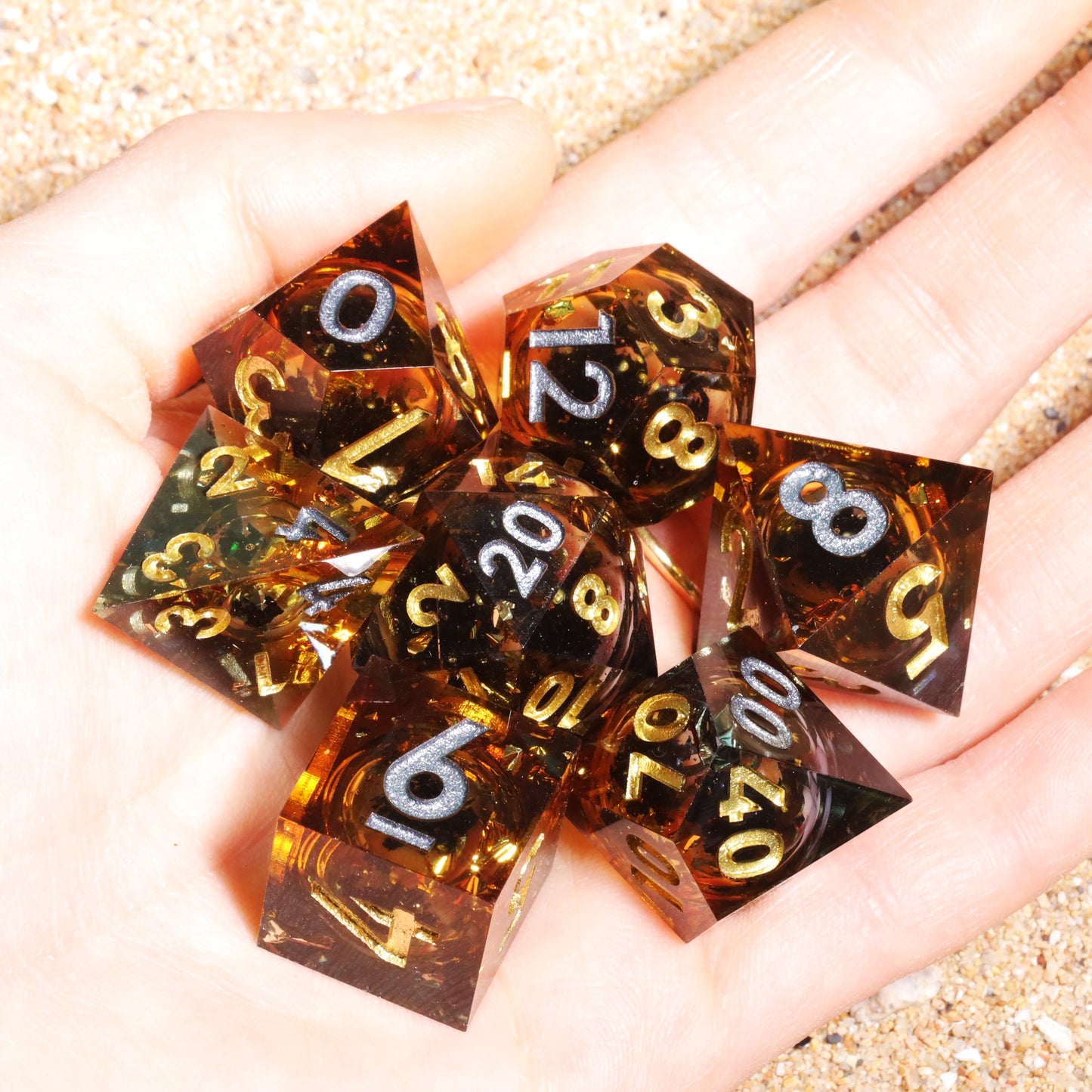 Ashbringer Handmade Sharp Edge 7 Piece Resin d&d Dungeons and Dragons Dice Set