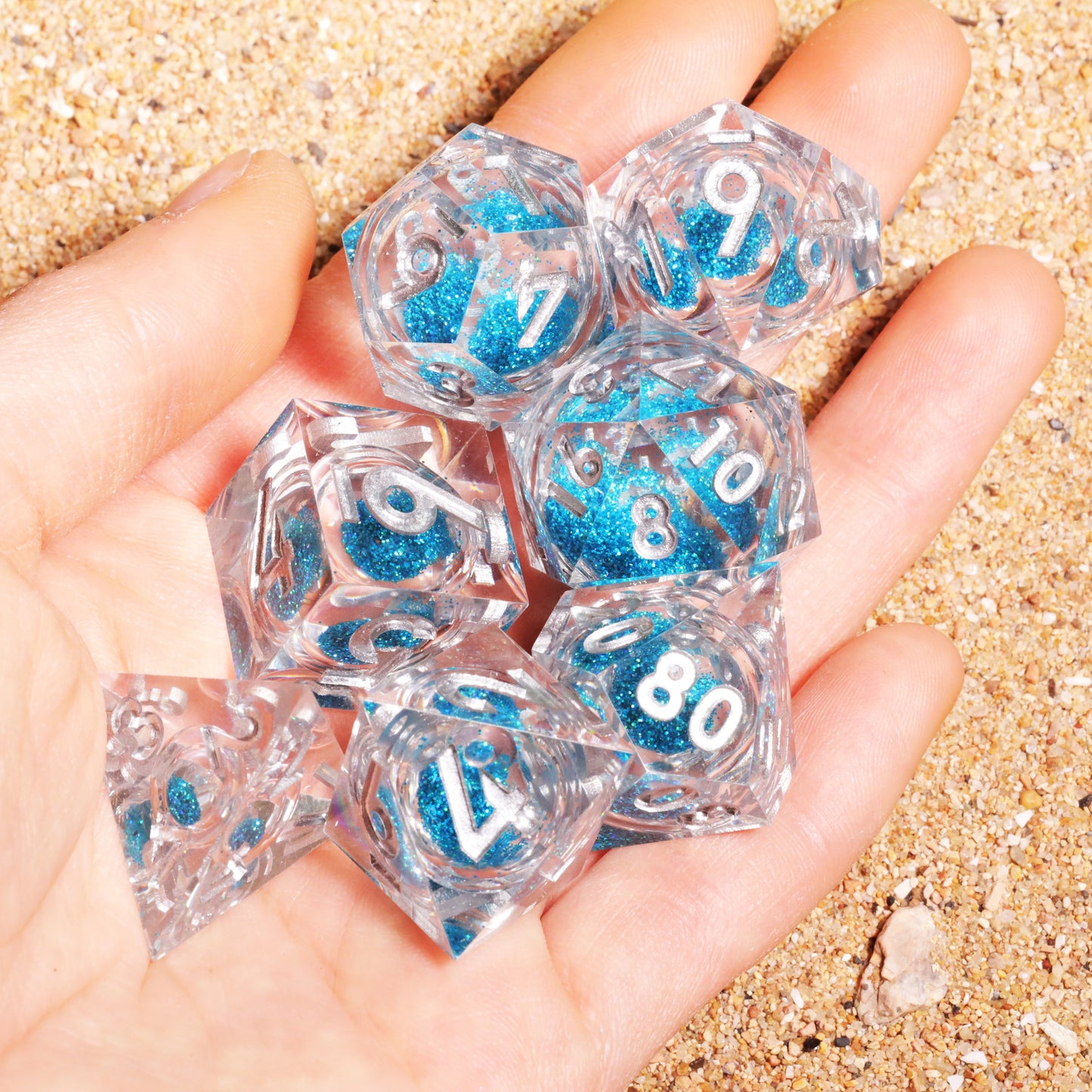 Purity Handmade Handmade Sharp Edge 7 Piece Reesin d&d Dungeons and Dragons Dice Set