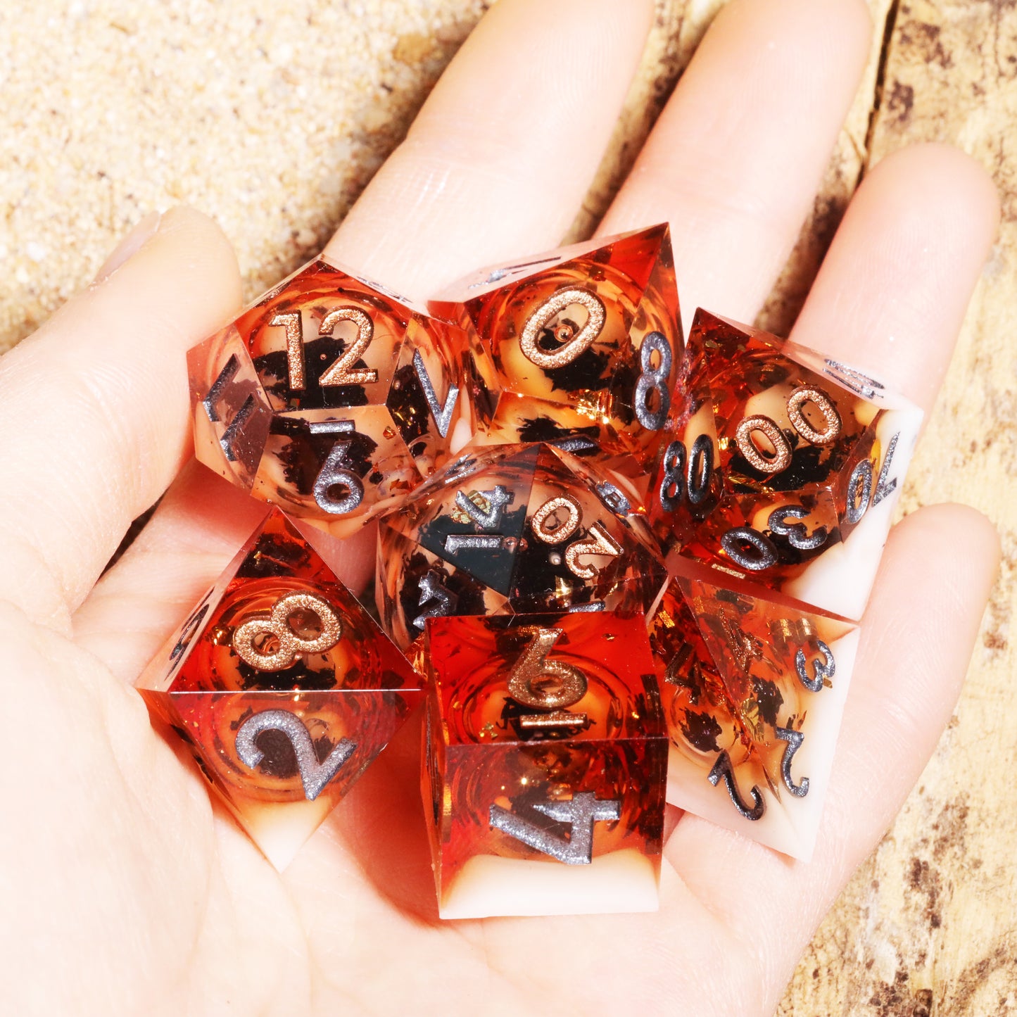 Mini Planet Sharp Edge 7 Piece Resin d&d Dice Dungeons and Dragons Set