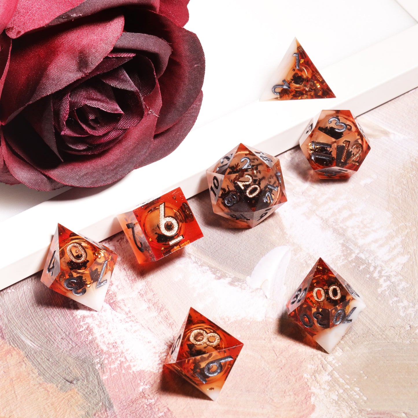 Mini Planet Sharp Edge 7 Piece Resin d&d Dice Dungeons and Dragons Set