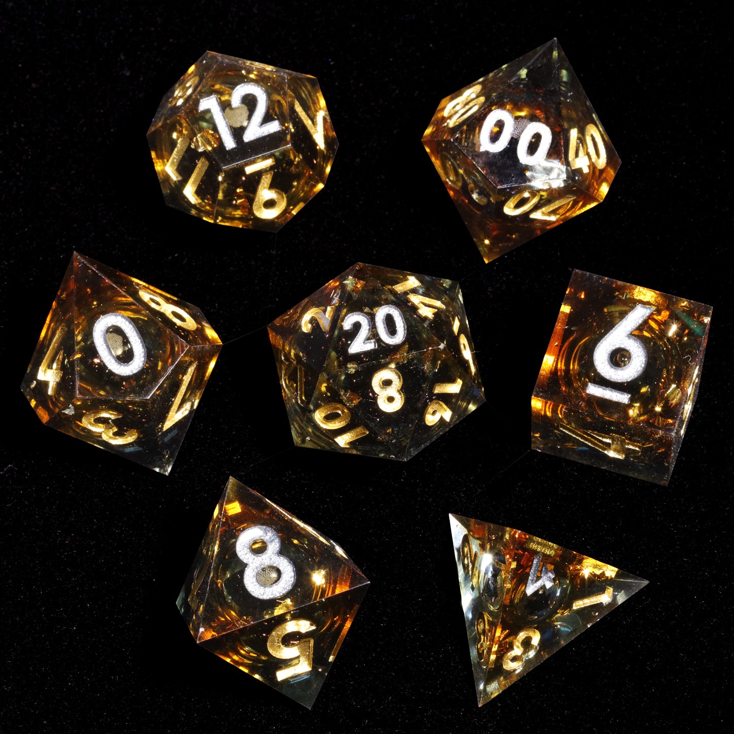 Ashbringer Handmade Sharp Edge 7 Piece Resin d&d Dungeons and Dragons Dice Set
