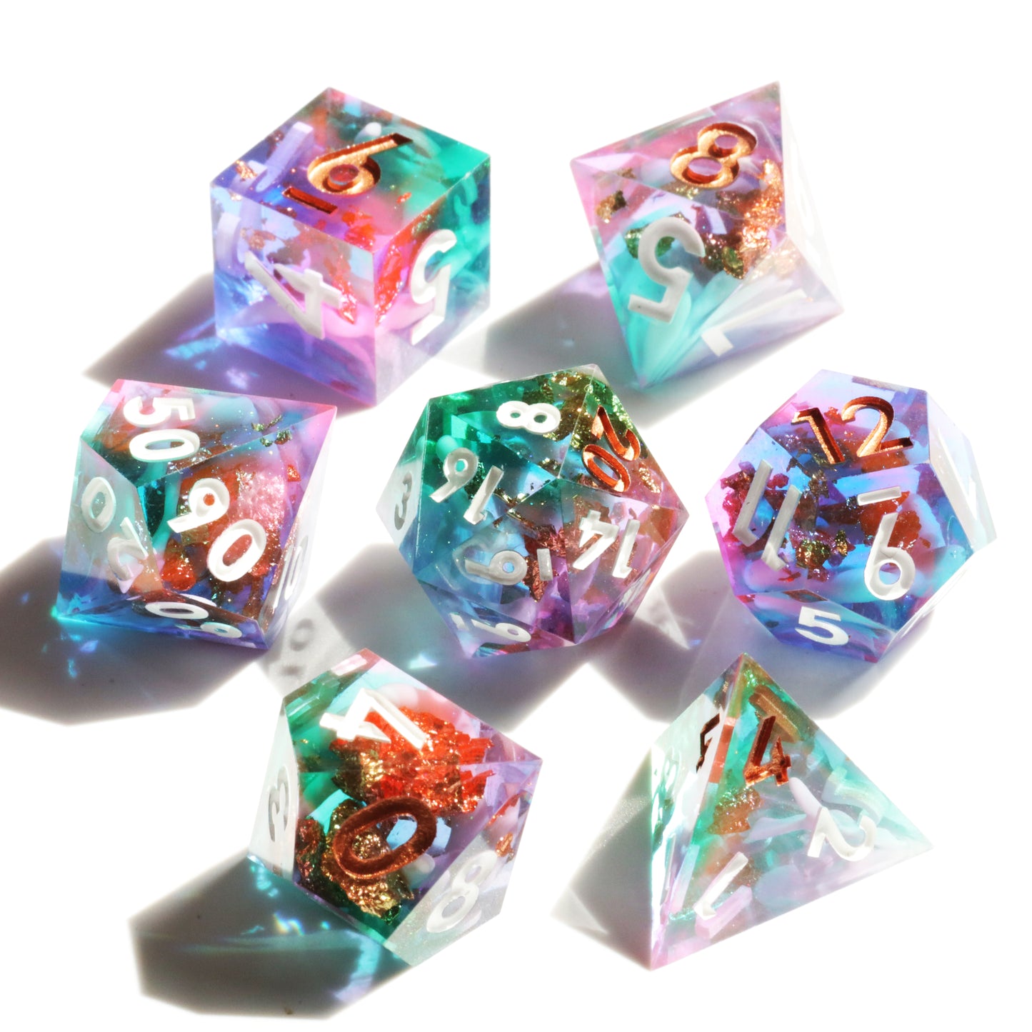 Supernova Handmade Handmade Sharp Edge 7 Piece Reesin d&d Dungeons and Dragons Dice Set