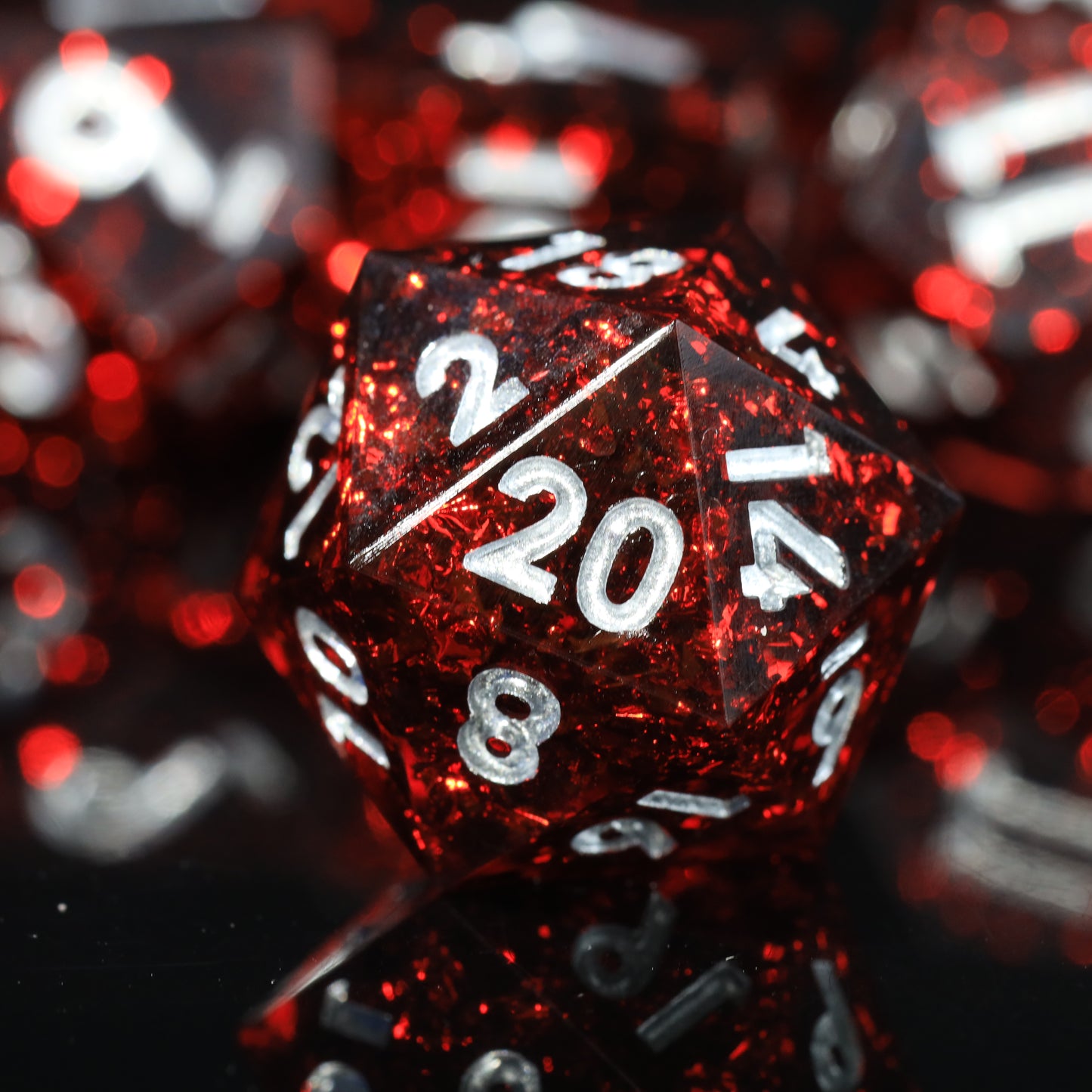 Crimson Torment Handmade Sharp Edge 7 Piece Resin d&d Dungeons and Dragons Dice Set