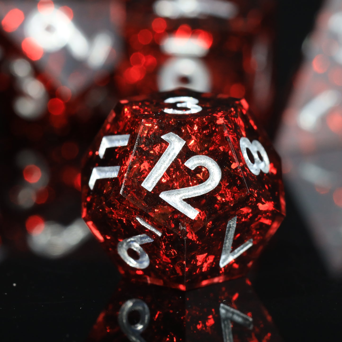 Crimson Torment Handmade Sharp Edge 7 Piece Resin d&d Dungeons and Dragons Dice Set