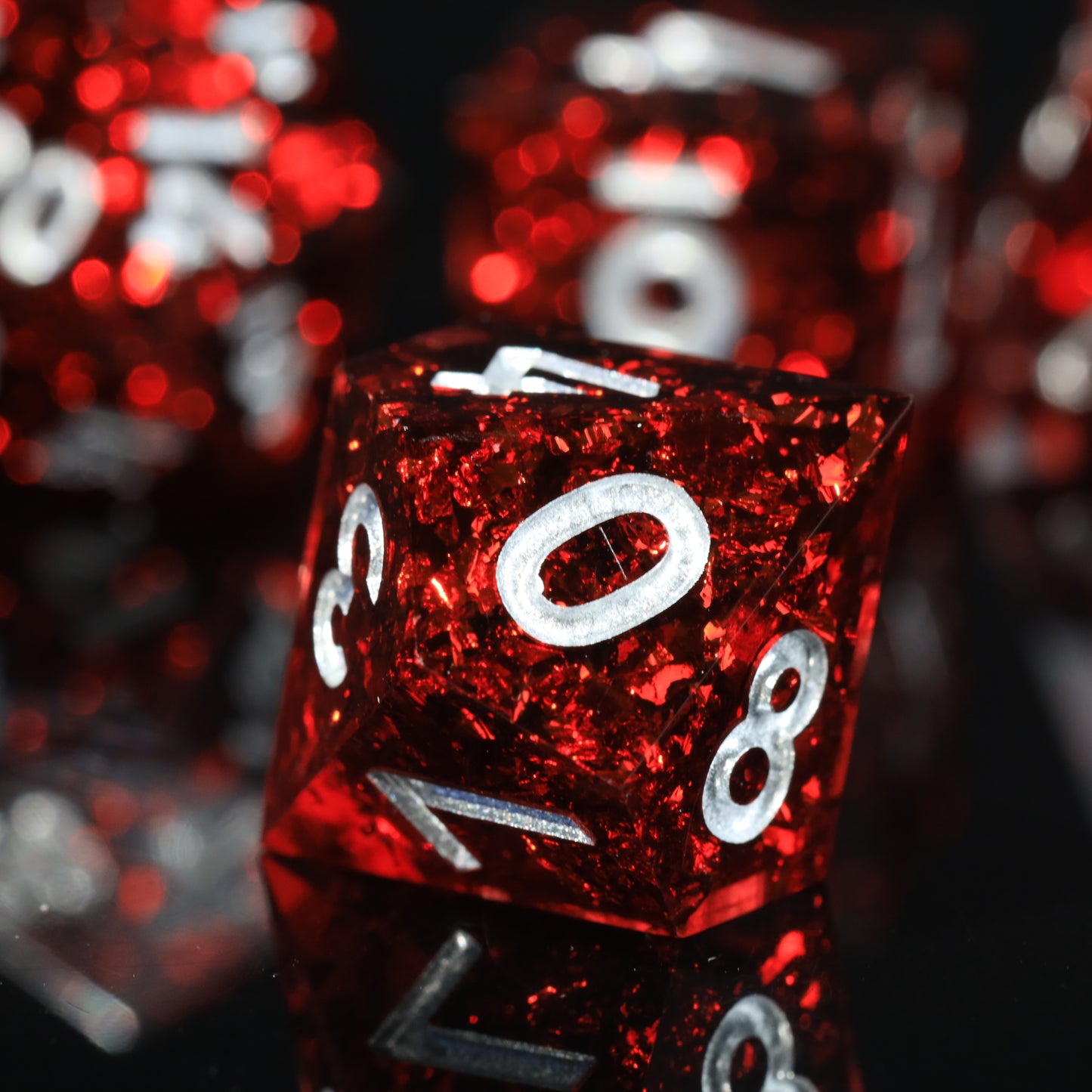 Crimson Torment Handmade Sharp Edge 7 Piece Resin d&d Dungeons and Dragons Dice Set