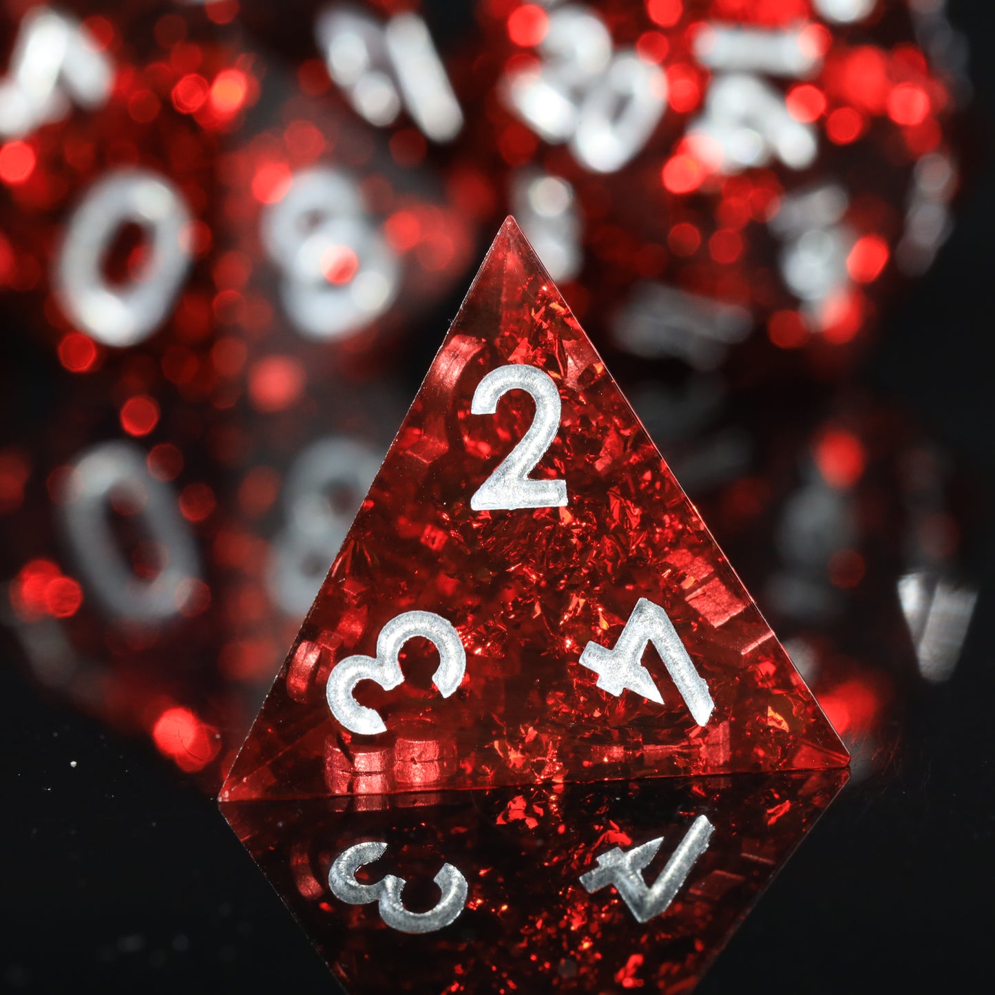 Crimson Torment Handmade Sharp Edge 7 Piece Resin d&d Dungeons and Dragons Dice Set