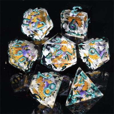 Eternity-Handmade Sharp Edge 7 Piece dnd Dungeons and Dragons Dice Set