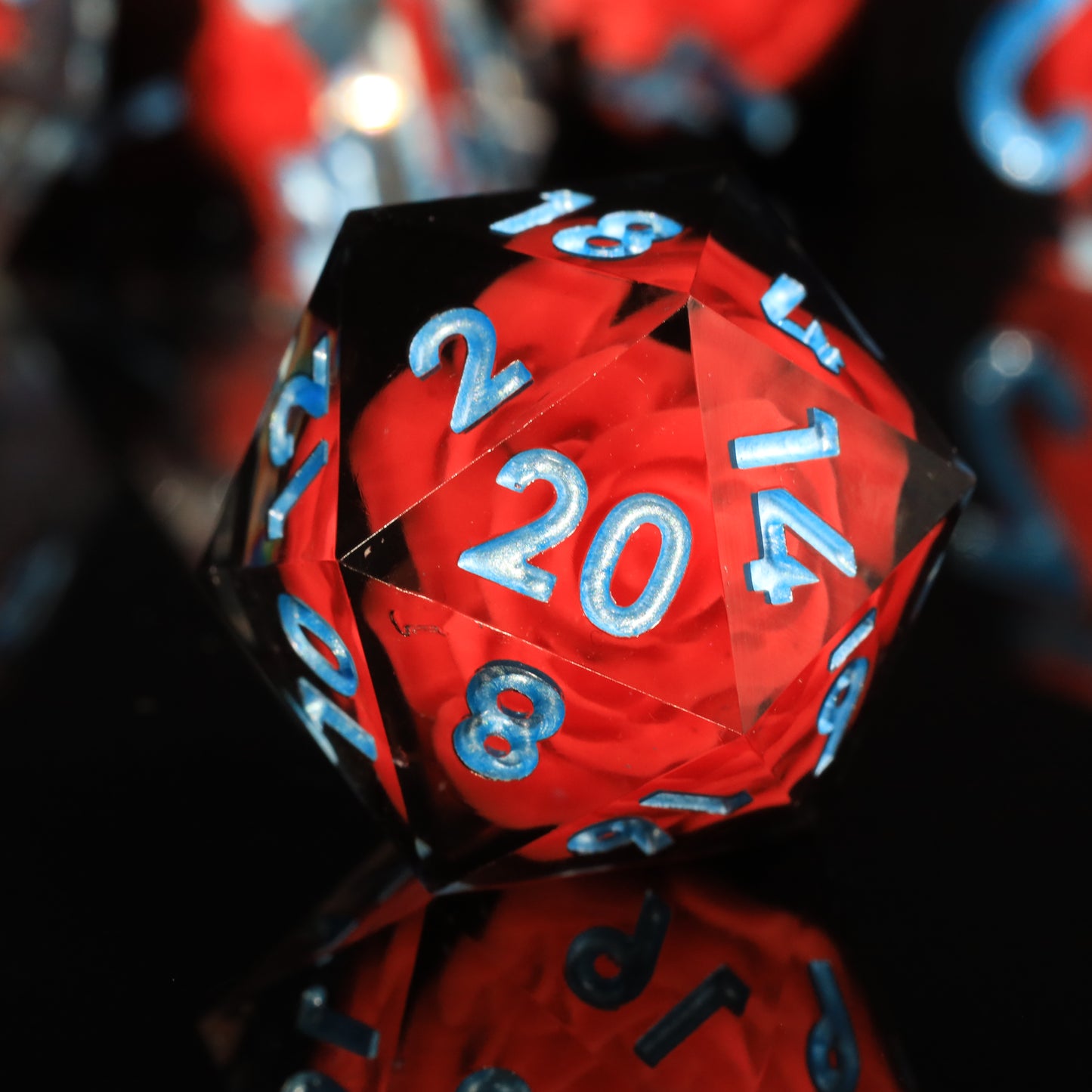 Spooky Flower Handmade Sharp Edge 7 Piece Reesin d&d Dungeons and Dragons Dice Set