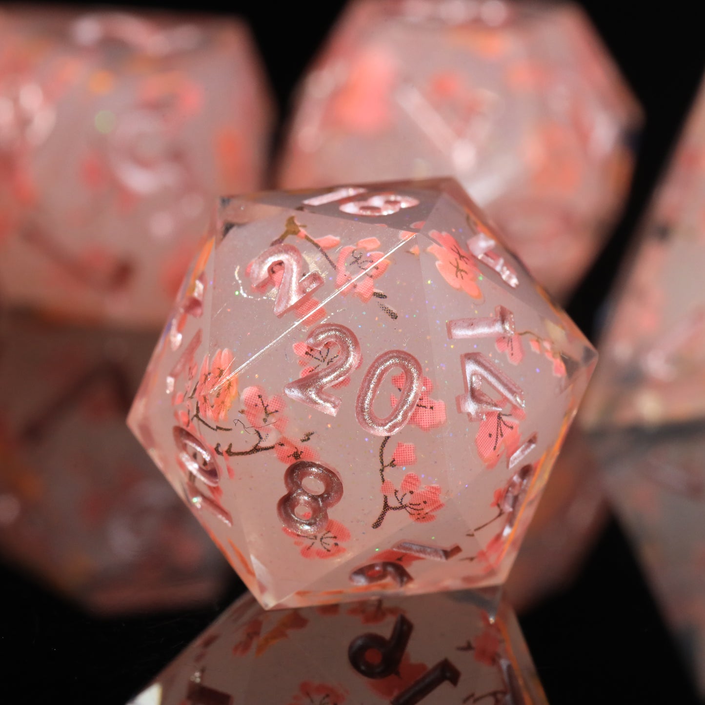 Sakura Bloom Handmade Handmade Sharp Edge 7 Piec Reesin d&d Dungeons and Dragons Dice Set