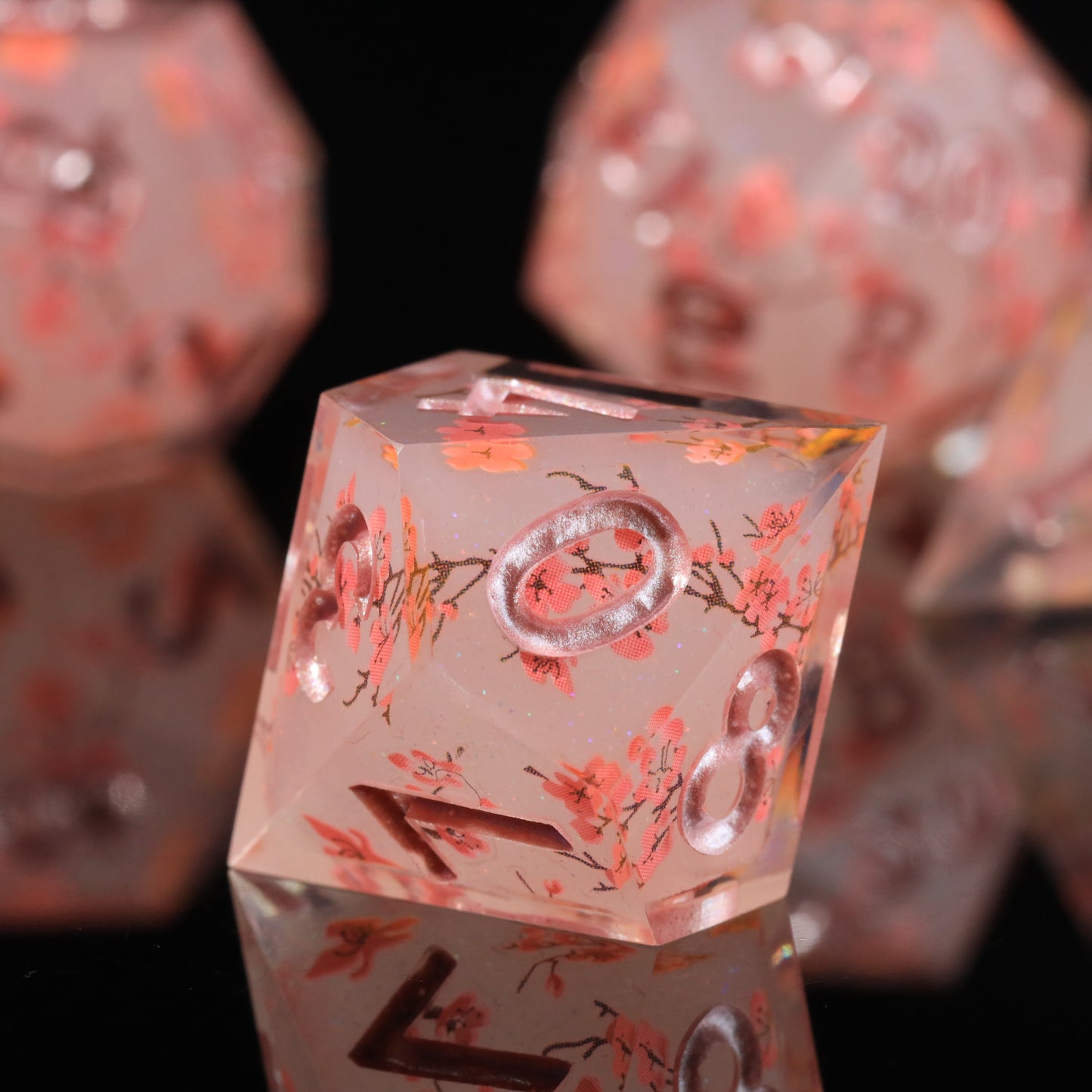 Sakura Bloom Handmade Handmade Sharp Edge 7 Piec Reesin d&d Dungeons and Dragons Dice Set