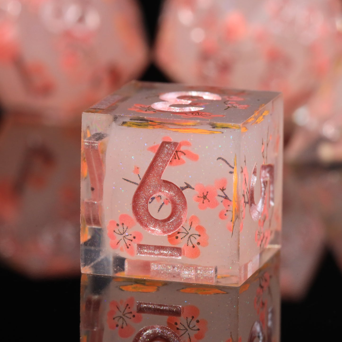 Sakura Bloom Handmade Handmade Sharp Edge 7 Piec Reesin d&d Dungeons and Dragons Dice Set