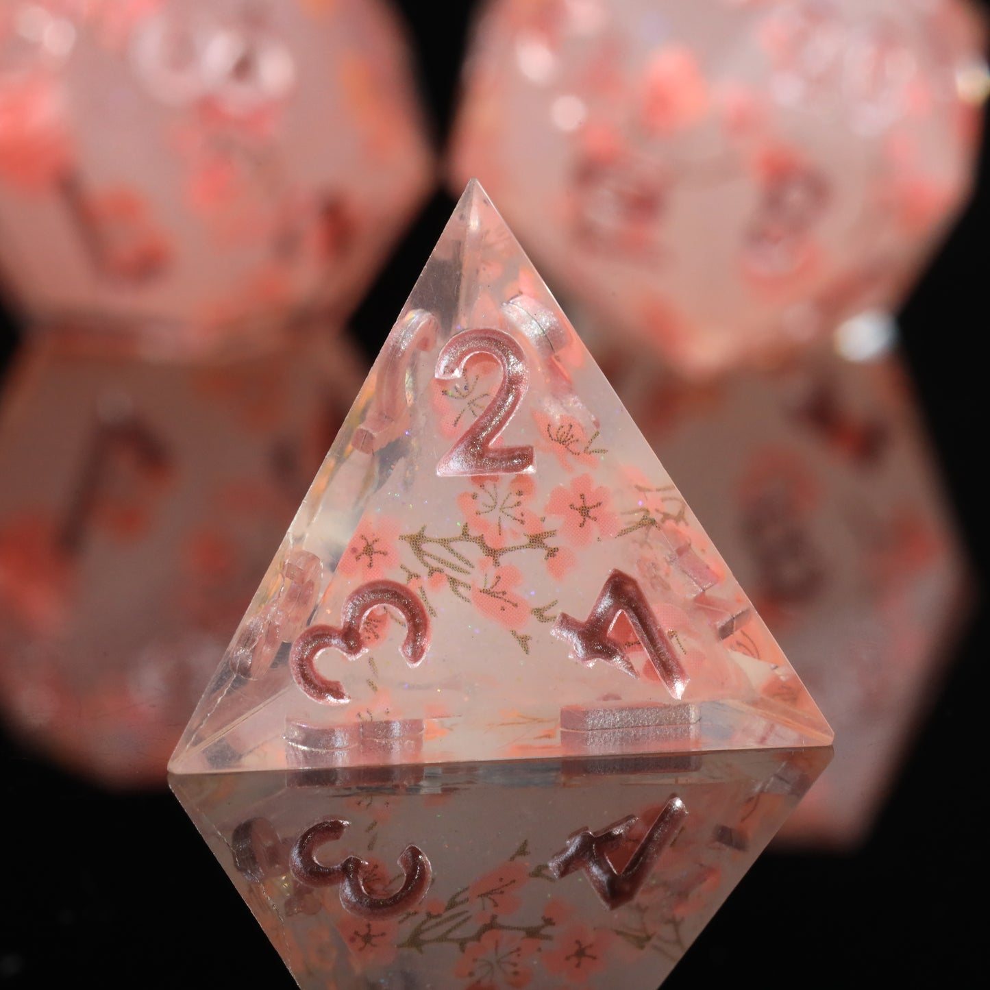 Sakura Bloom Handmade Handmade Sharp Edge 7 Piec Reesin d&d Dungeons and Dragons Dice Set