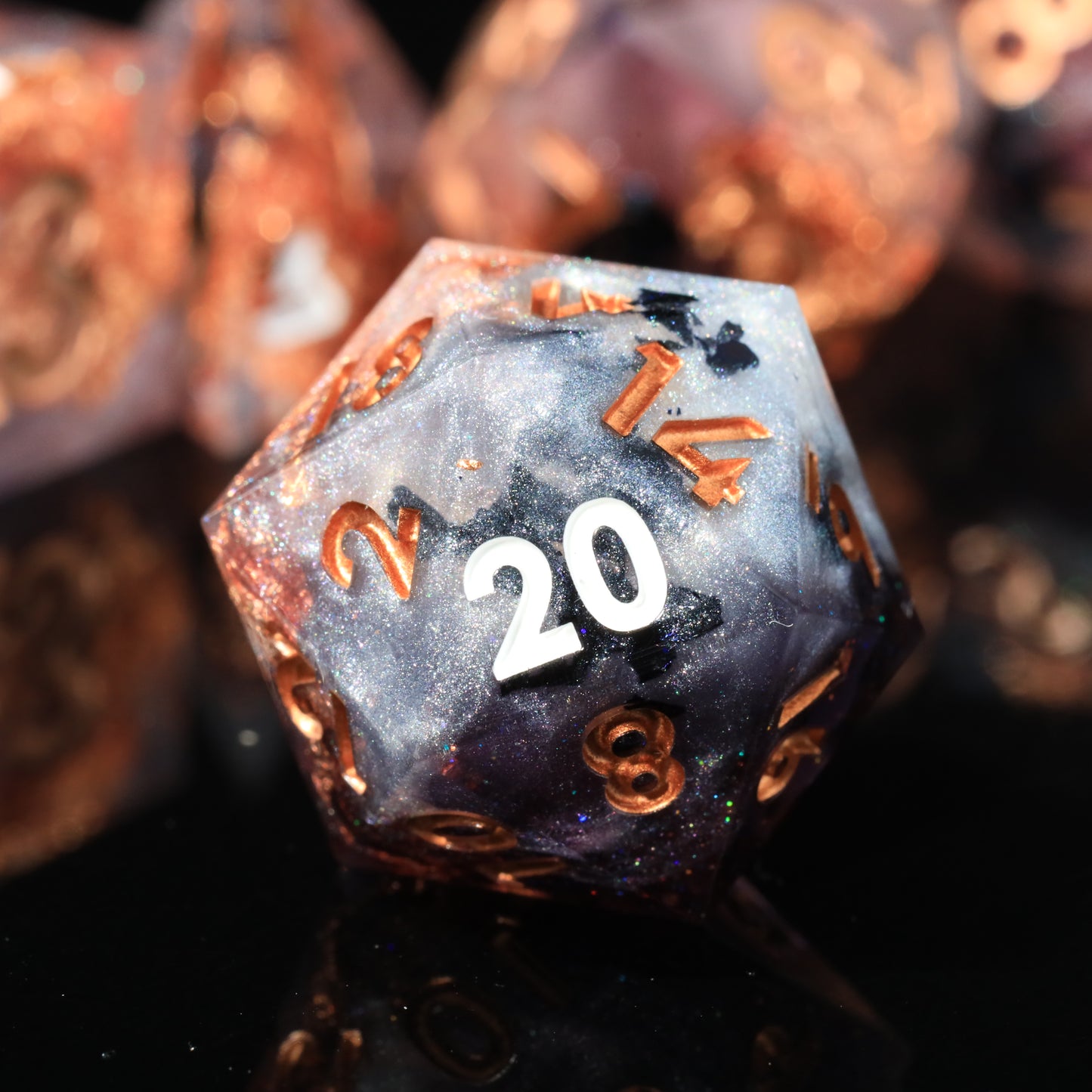Icewind Ravine Handmade Sharp Edge 7 Piece Resin d&d Dungeons and Dragons Dice Set
