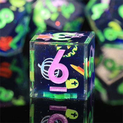Little Monster Handmade Sharp Edge 7 Piece Resin d&d Dungeons and Dragons Dice Set