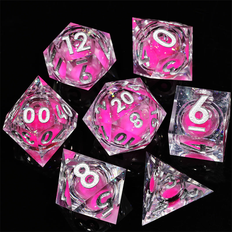 Faerie Fire Handmade Sharp Edge 7 Piece d&d Resin Dungeons and Dragons Dice Set