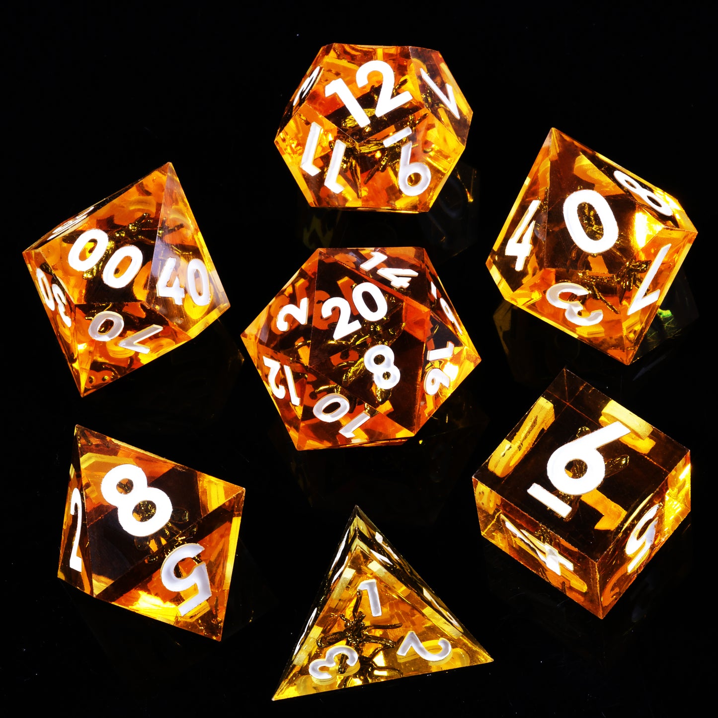 Mosquito Dice Handmade Sharp Edge 7 Piece esin d&d Dungeons and Dragons Dice Set