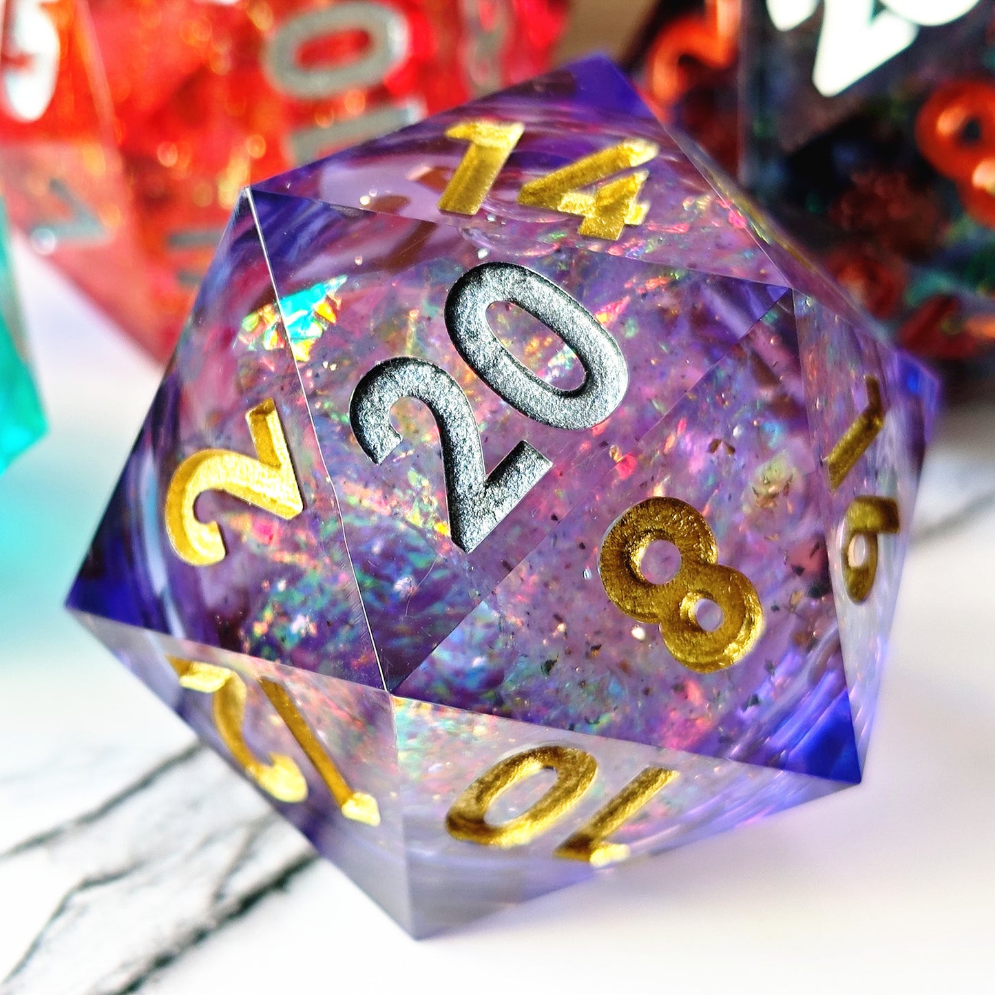 Handmade Sharp Edge D20 Dice Resin d&d Dungeons and Dragons