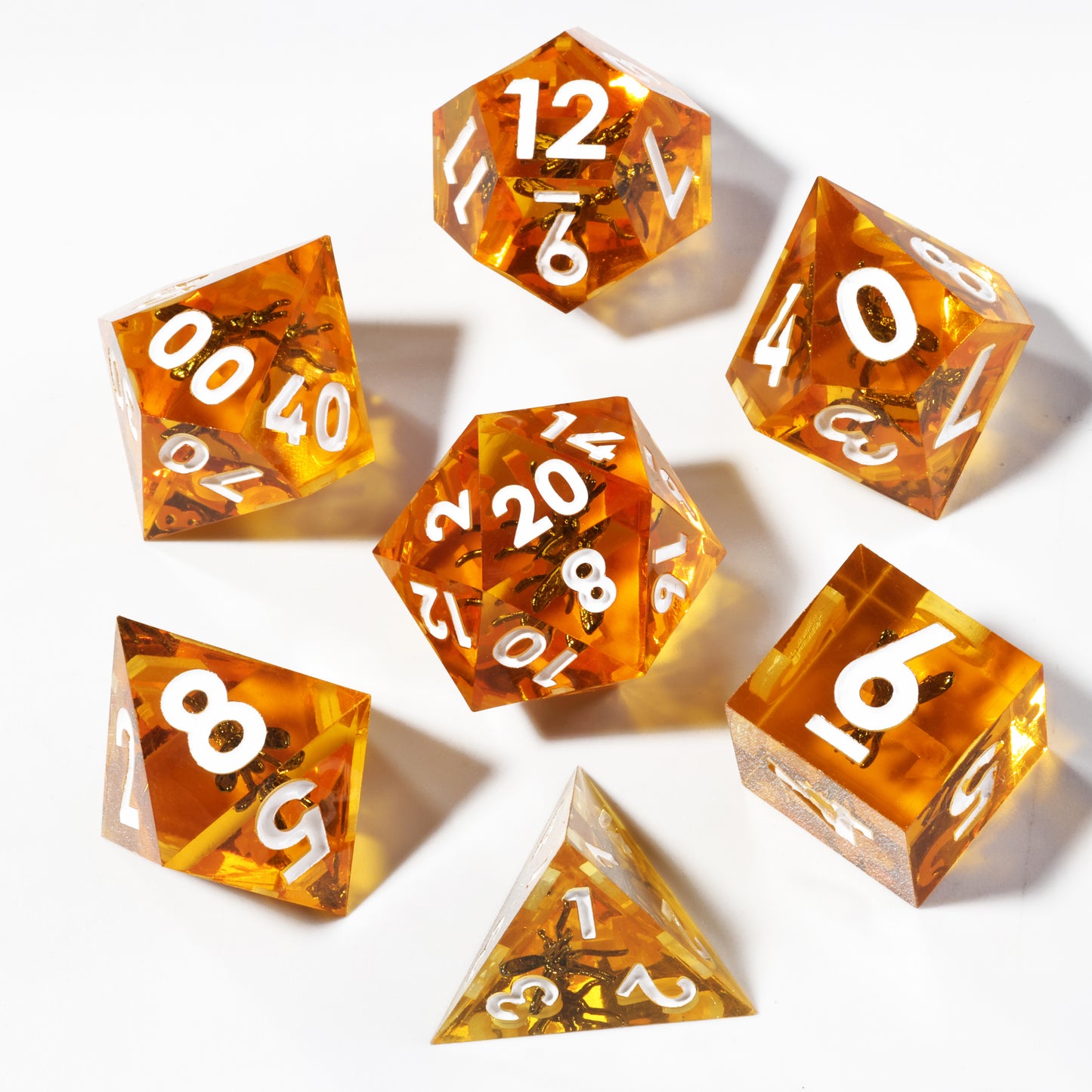 Mosquito Dice Handmade Sharp Edge 7 Piece esin d&d Dungeons and Dragons Dice Set