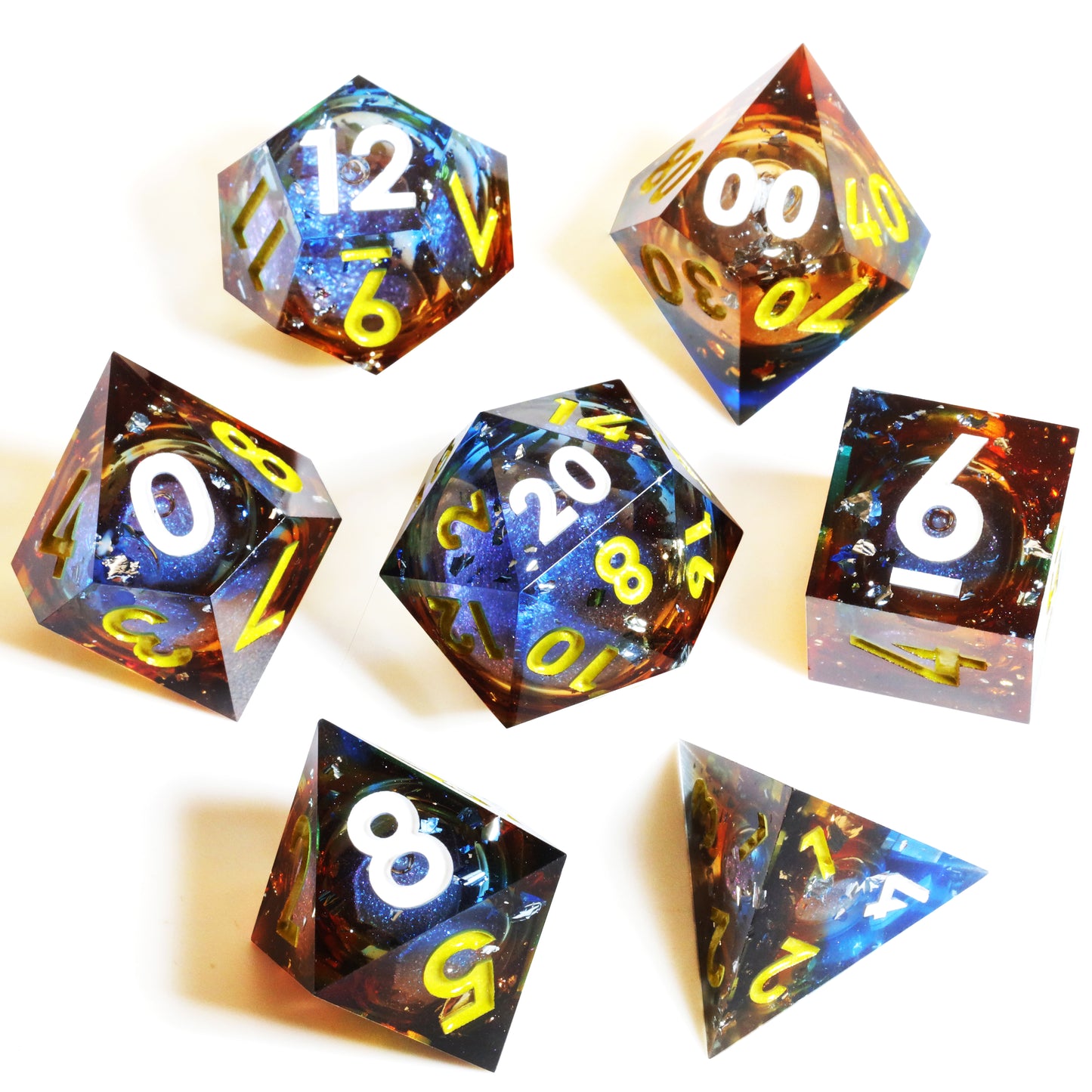 Shatter The Void Handmade Sharp Edge 7 Piece Reesin d&d Dungeons and Dragons Dice Set