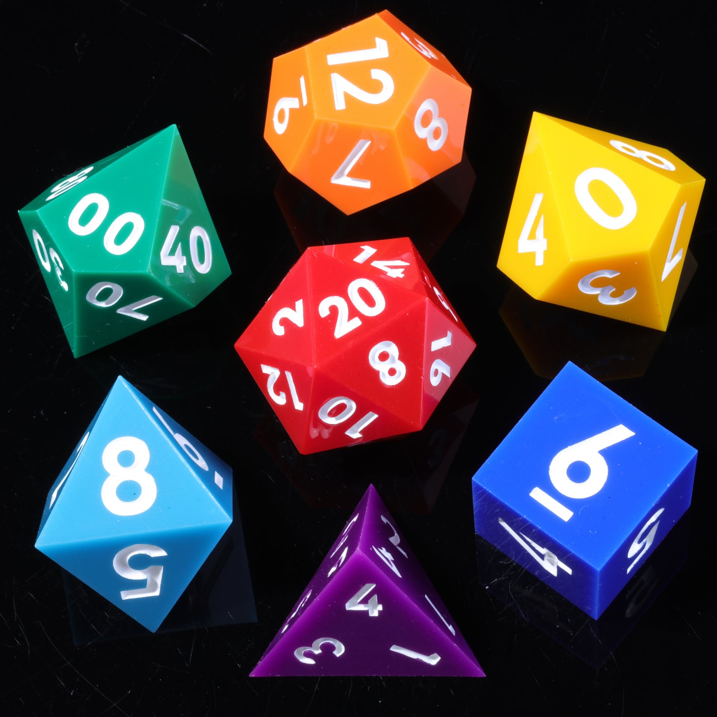 Rainbow Dice Handmade Sharp Edge 7 Piec Reesin d&d Dungeons and Dragons Dice Set