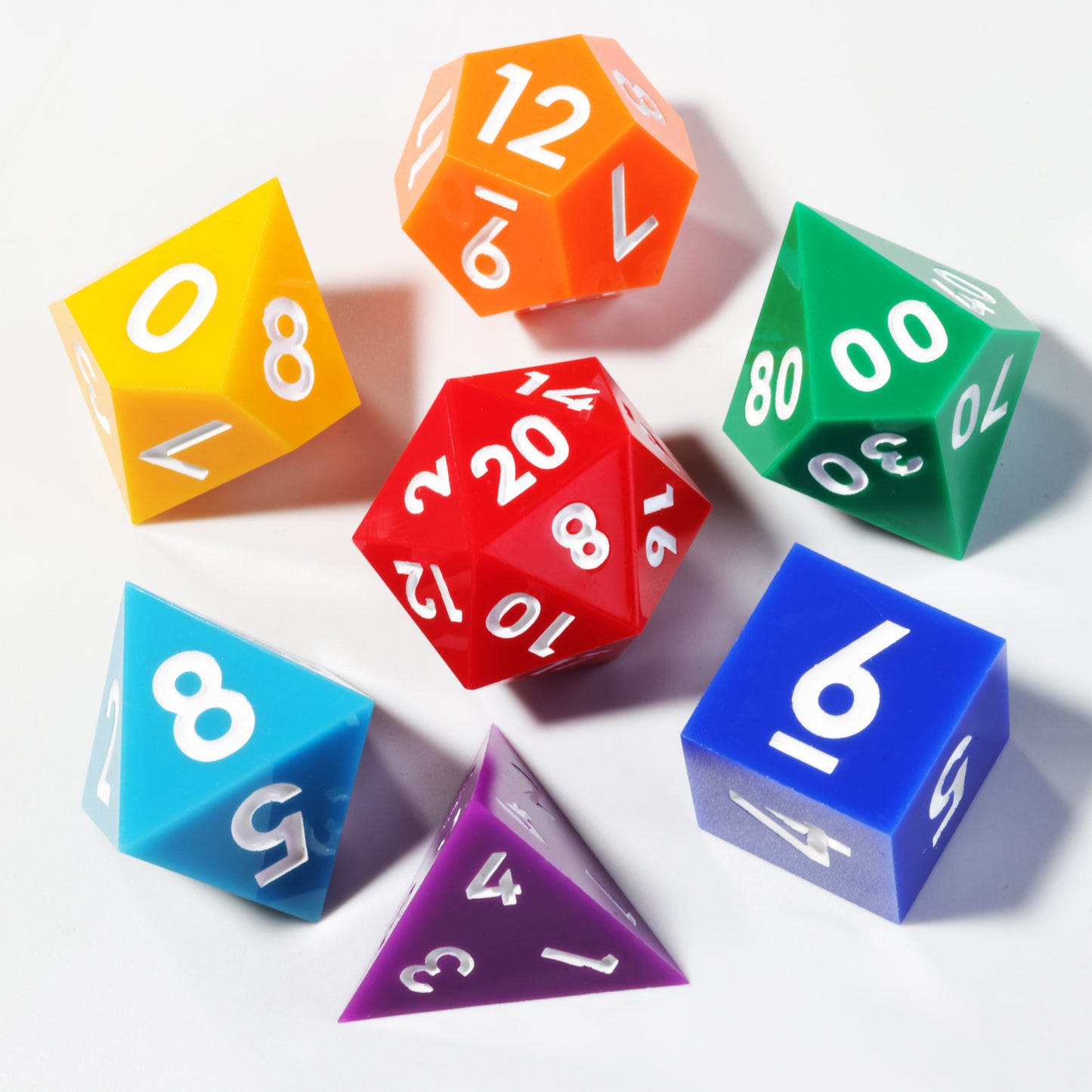 Rainbow Dice Handmade Sharp Edge 7 Piec Reesin d&d Dungeons and Dragons Dice Set