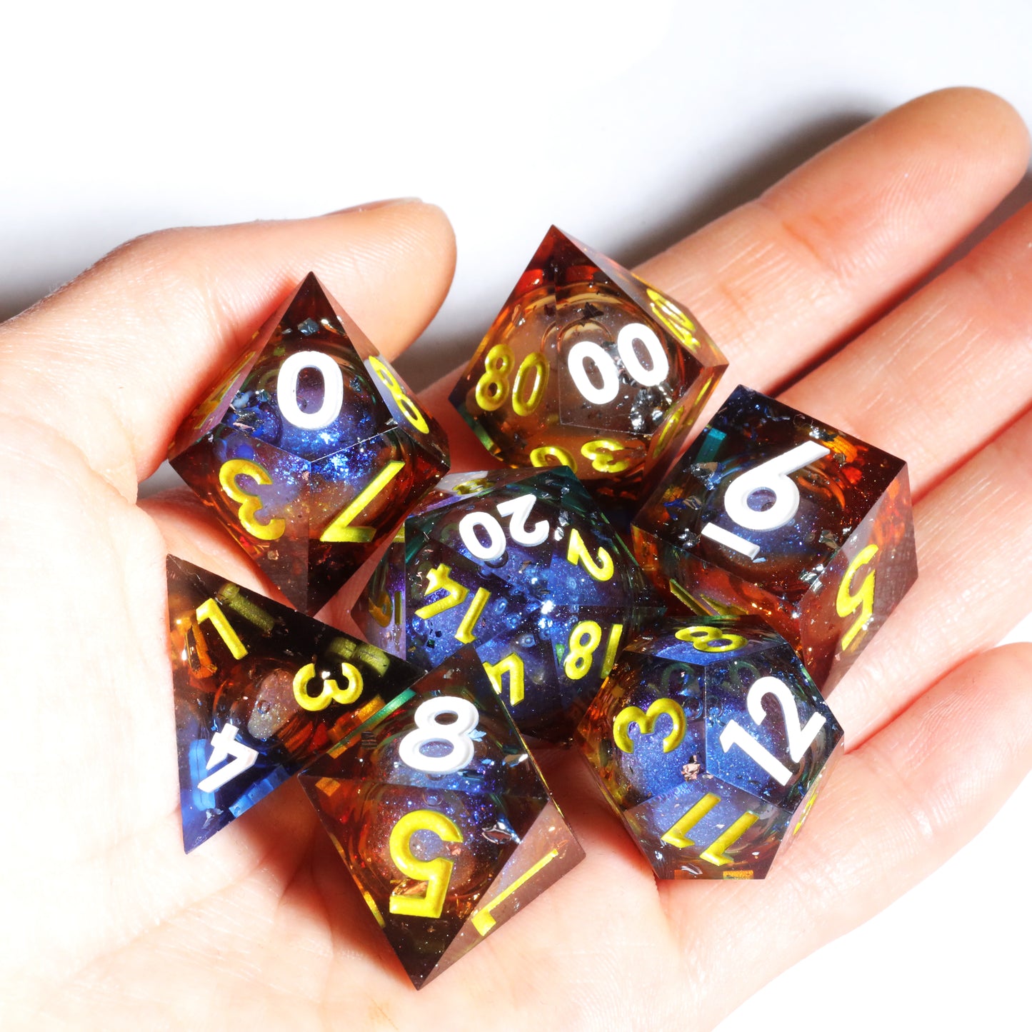 Shatter The Void Handmade Sharp Edge 7 Piece Reesin d&d Dungeons and Dragons Dice Set