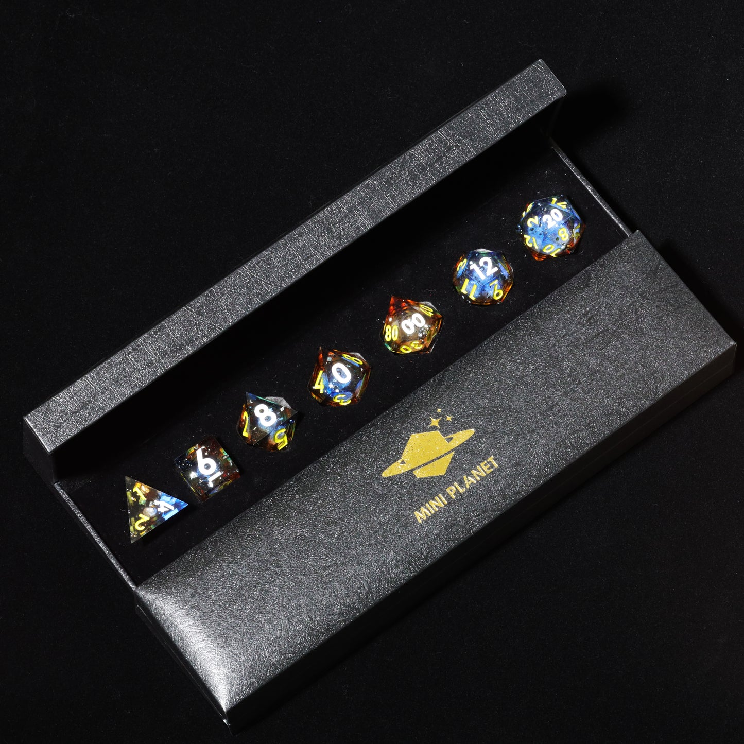 Shatter The Void Handmade Sharp Edge 7 Piece Reesin d&d Dungeons and Dragons Dice Set